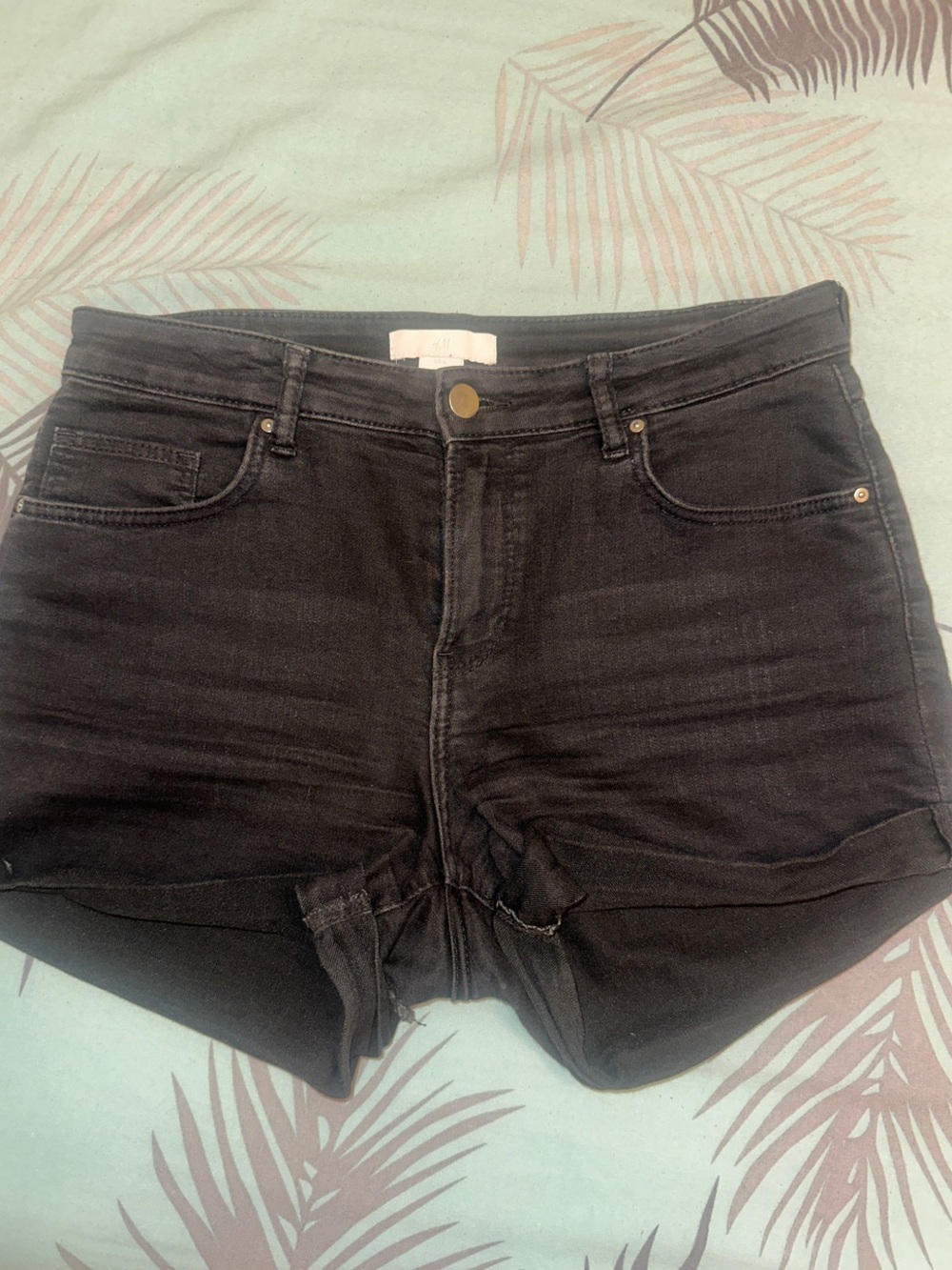 H&M Black High-Rise Denim Shorts